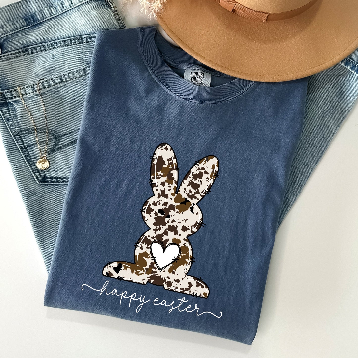 Easter Bunny, Happy Easter Rabbit, Cow Print Comfort Colors Tshirt