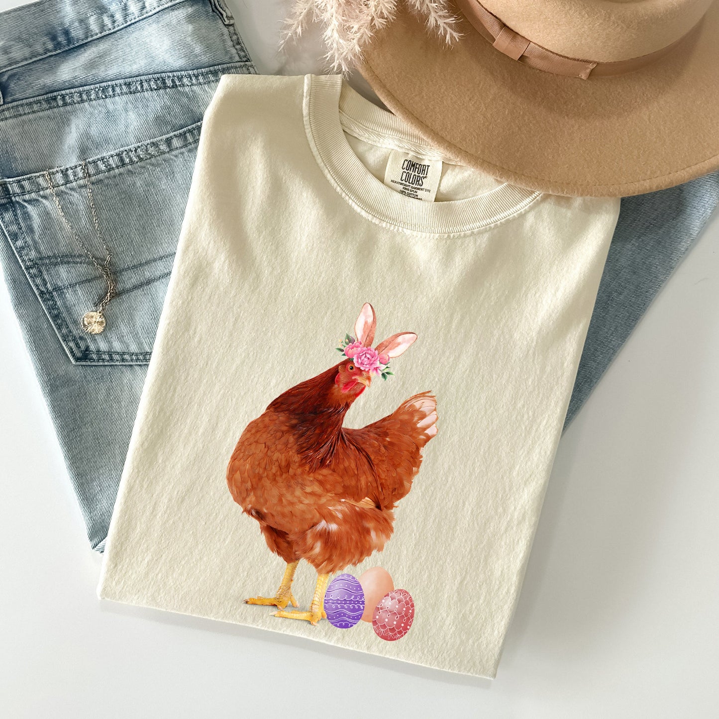 Easter Chicken, Rabbit, Eggs, Funny Comfort Colors Tshirt
