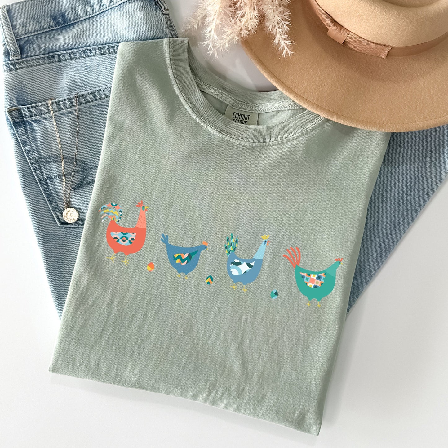 Easter Chickens and Eggs, Spring, Colorful Comfort Colors Tshirt