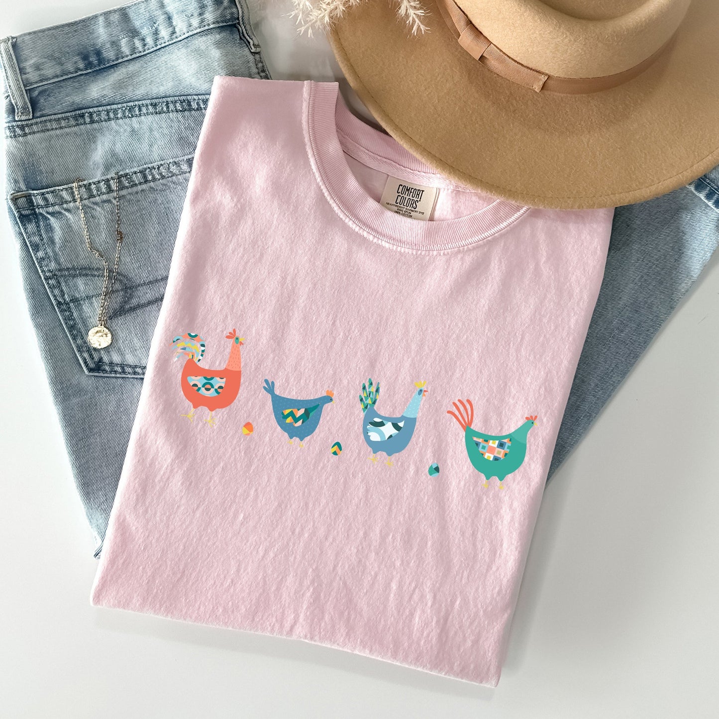 Easter Chickens and Eggs, Spring, Colorful Comfort Colors Tshirt