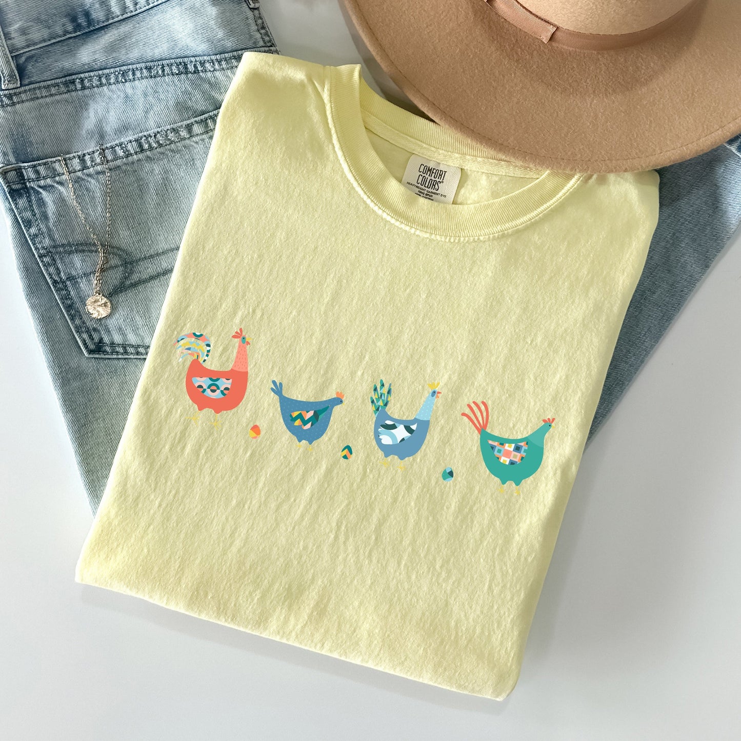 Easter Chickens and Eggs, Spring, Colorful Comfort Colors Tshirt