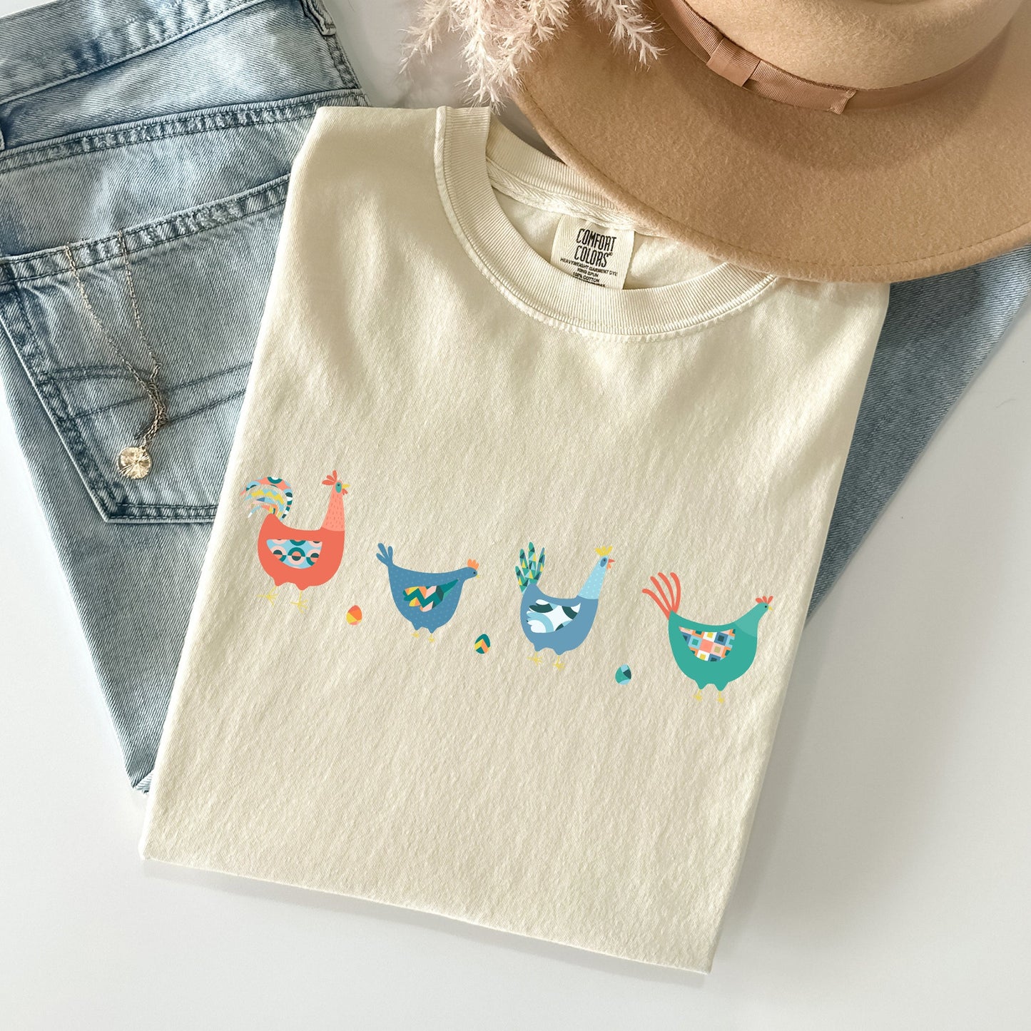 Easter Chickens and Eggs, Spring, Colorful Comfort Colors Tshirt