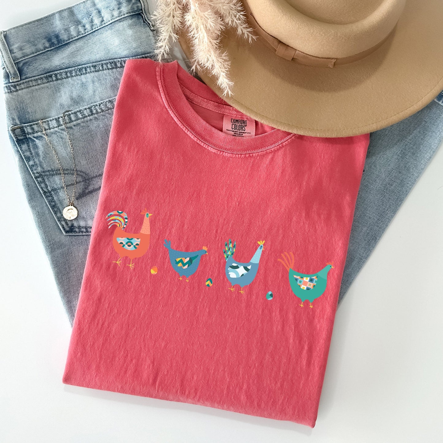 Easter Chickens and Eggs, Spring, Colorful Comfort Colors Tshirt