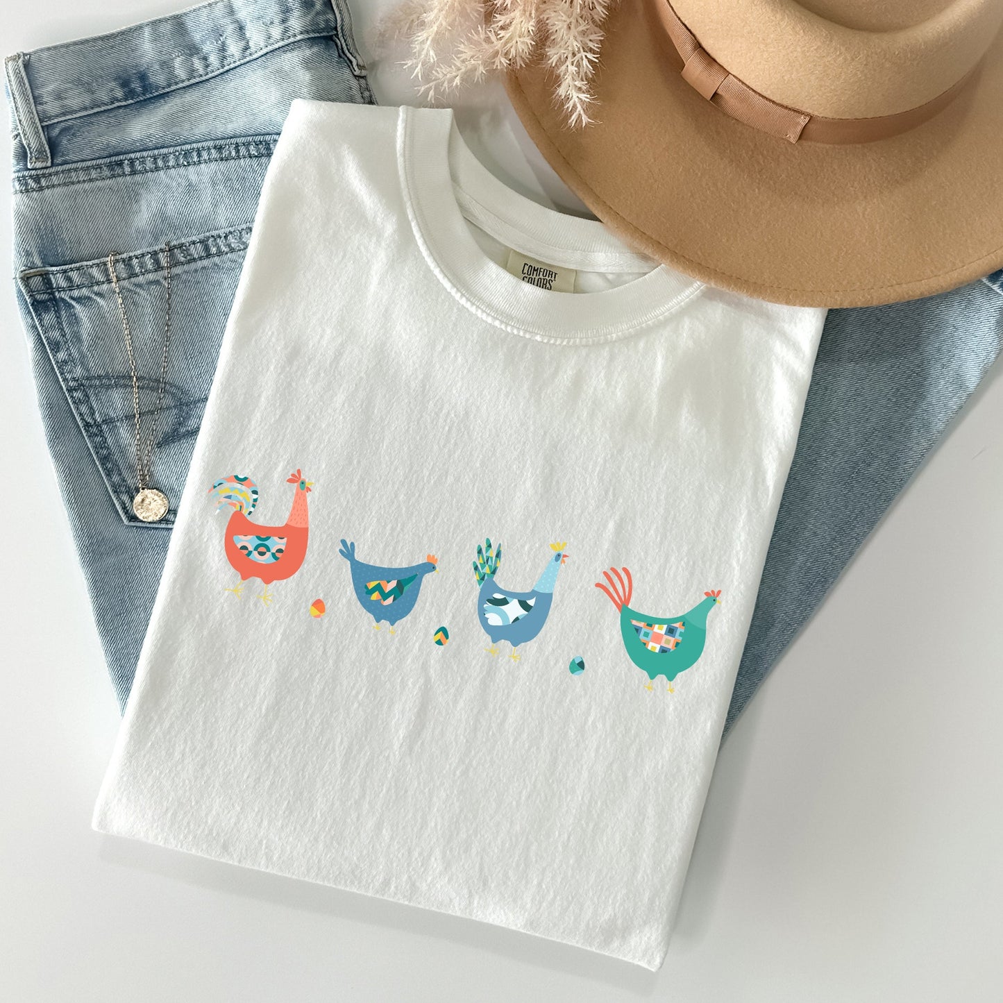 Easter Chickens and Eggs, Spring, Colorful Comfort Colors Tshirt