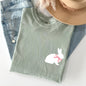 Bunny wearing a bow, pocket print, Easter Rabbit Comfort Colors Tshirt