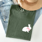 Bunny wearing a bow, pocket print, Easter Rabbit Comfort Colors Tshirt