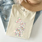 Floral Print Rabbit, Bunny, Easter Comfort Colors Tshirt