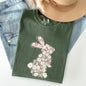 Floral Print Rabbit, Bunny, Easter Comfort Colors Tshirt