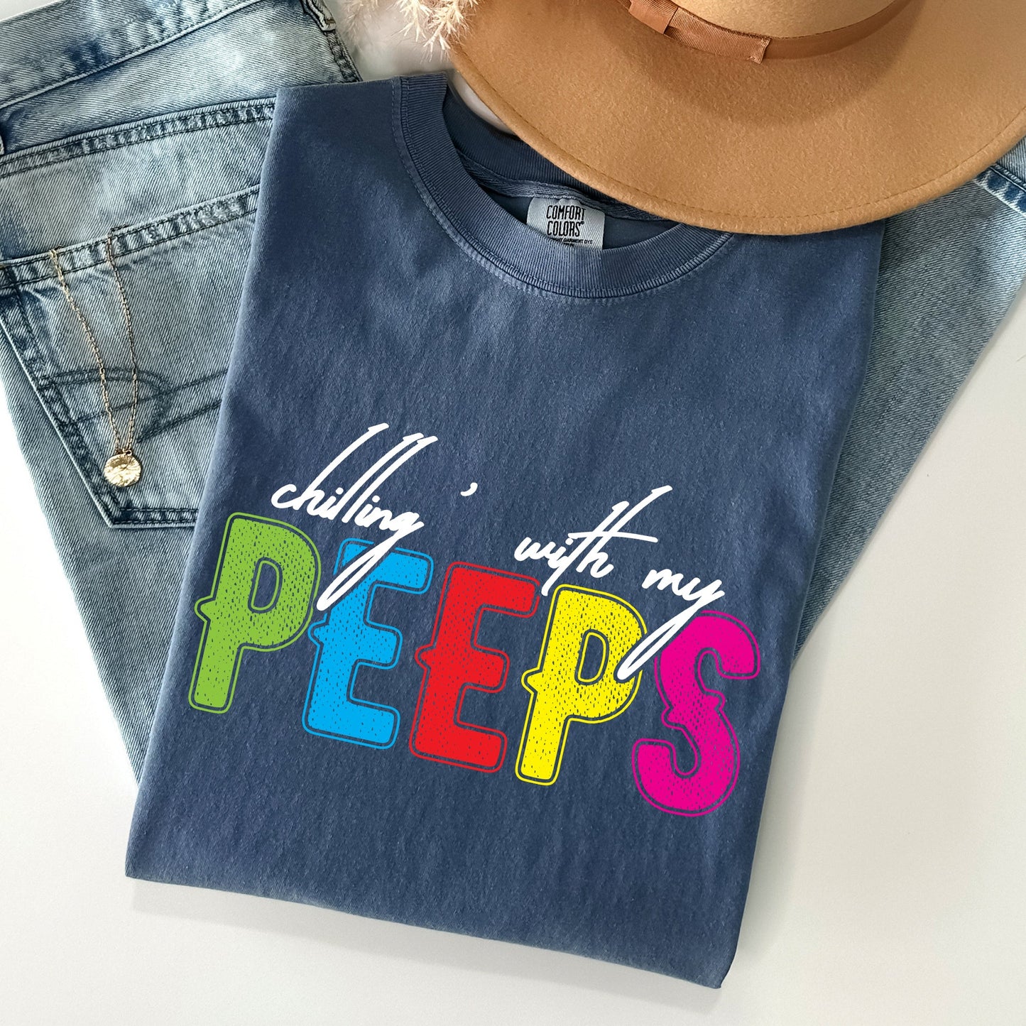 Chilling With My Peeps, Easter, Retro Candys Comfort Colors Tshirt