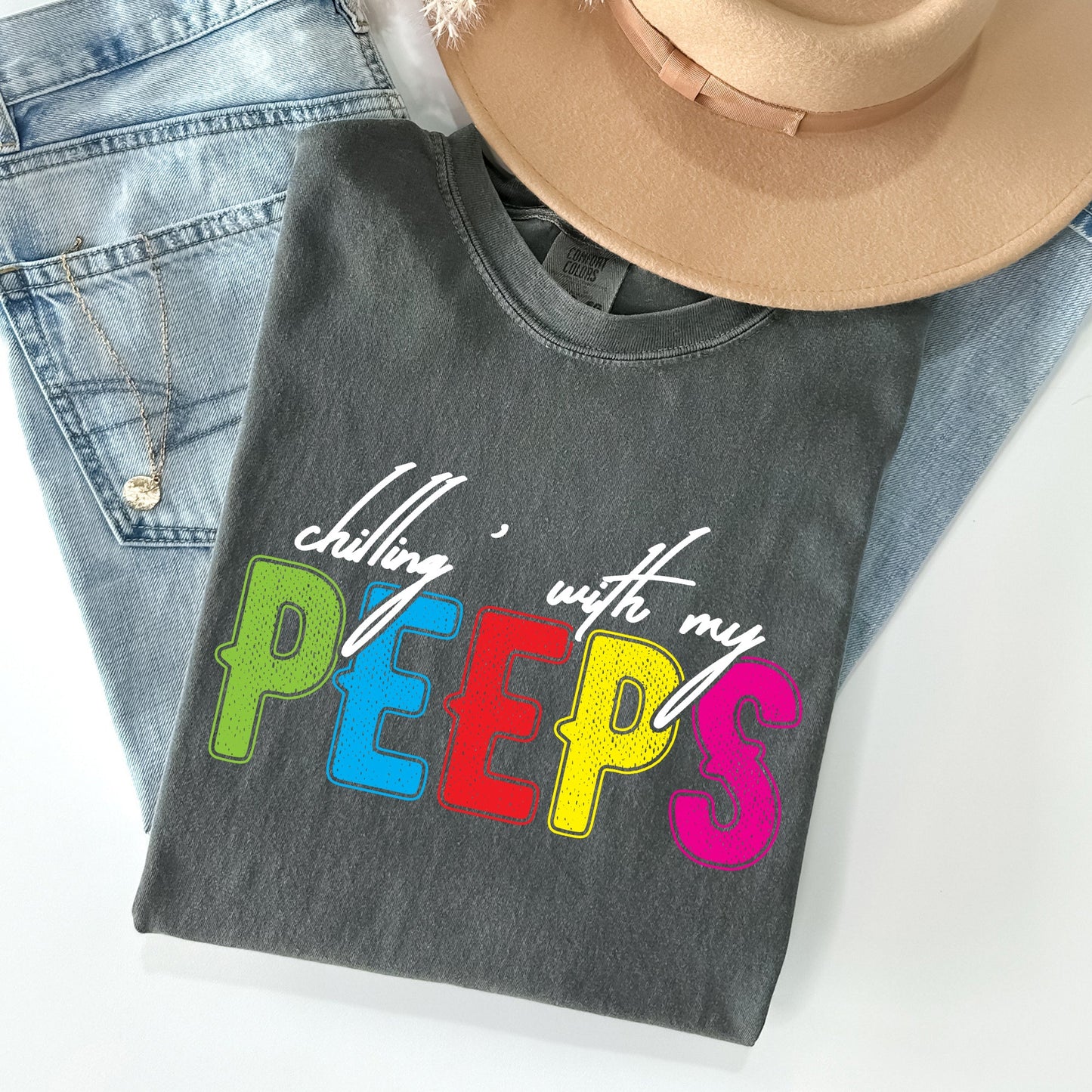 Chilling With My Peeps, Easter, Retro Candys Comfort Colors Tshirt