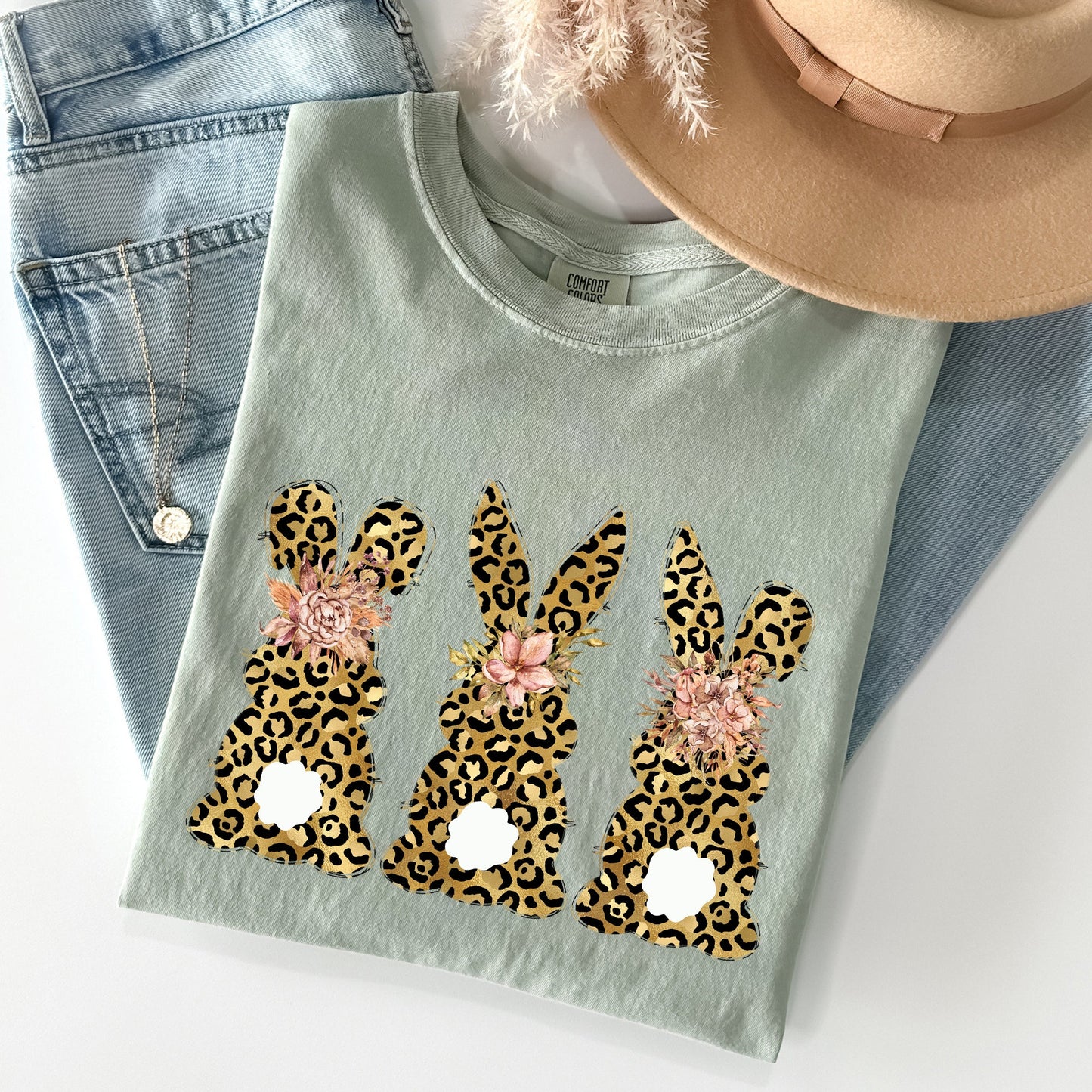 Leopard Print Easter Bunnies, Easter Rabbit Comfort Colors Tshirt