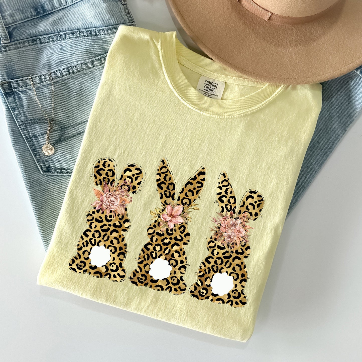 Leopard Print Easter Bunnies, Easter Rabbit Comfort Colors Tshirt