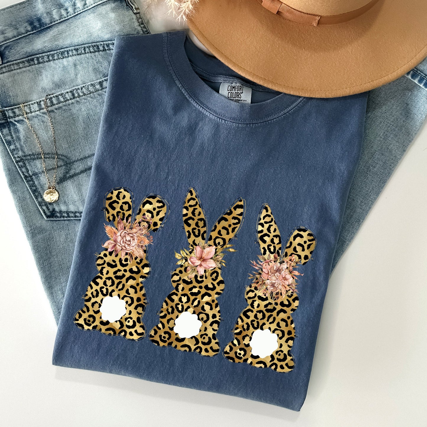 Leopard Print Easter Bunnies, Easter Rabbit Comfort Colors Tshirt