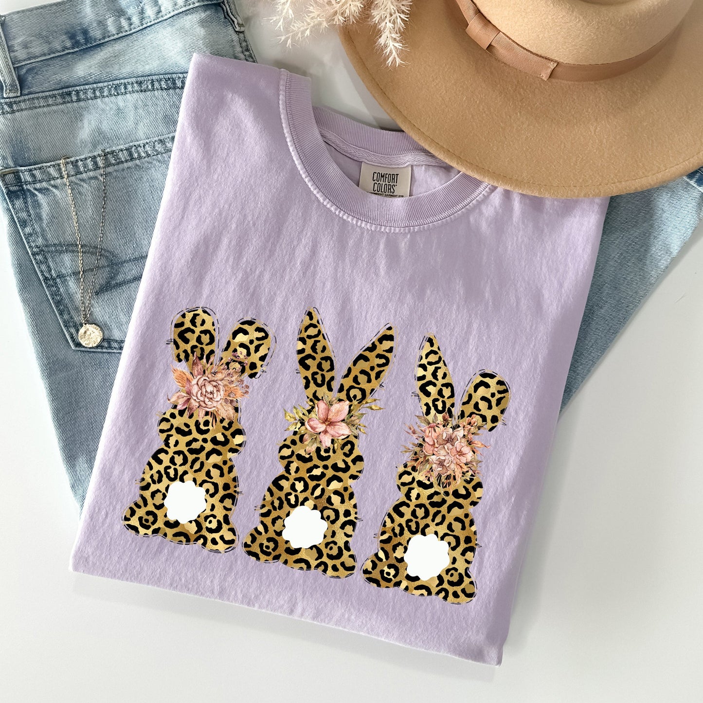 Leopard Print Easter Bunnies, Easter Rabbit Comfort Colors Tshirt