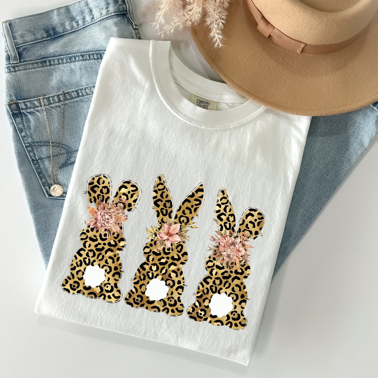 Leopard Print Easter Bunnies, Easter Rabbit Comfort Colors Tshirt