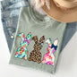 Retro Easter Rabbits, Floral, Leopard, Bunnies Comfort Colors Tshirt