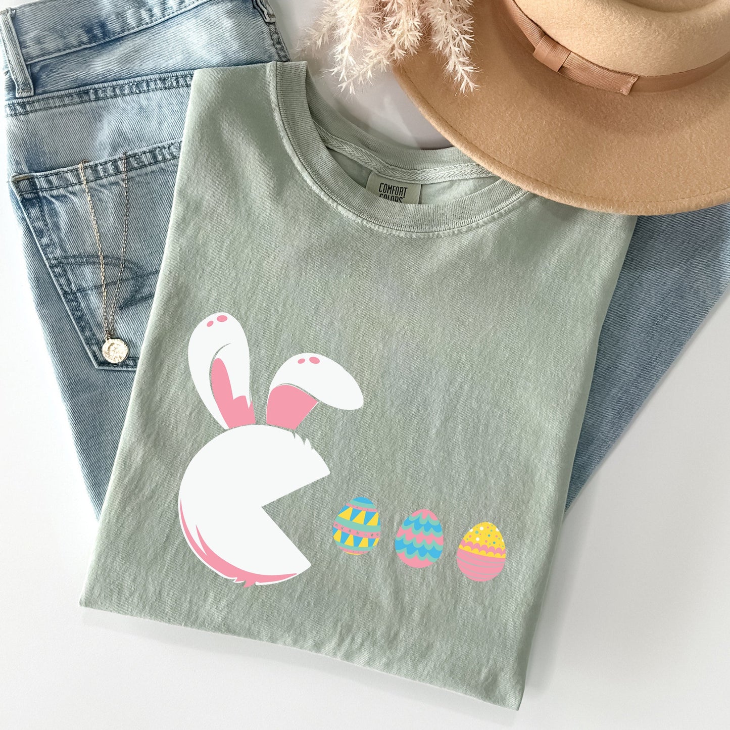 Retro Game Easter Bunny, Eggs Comfort Colors Tshirt