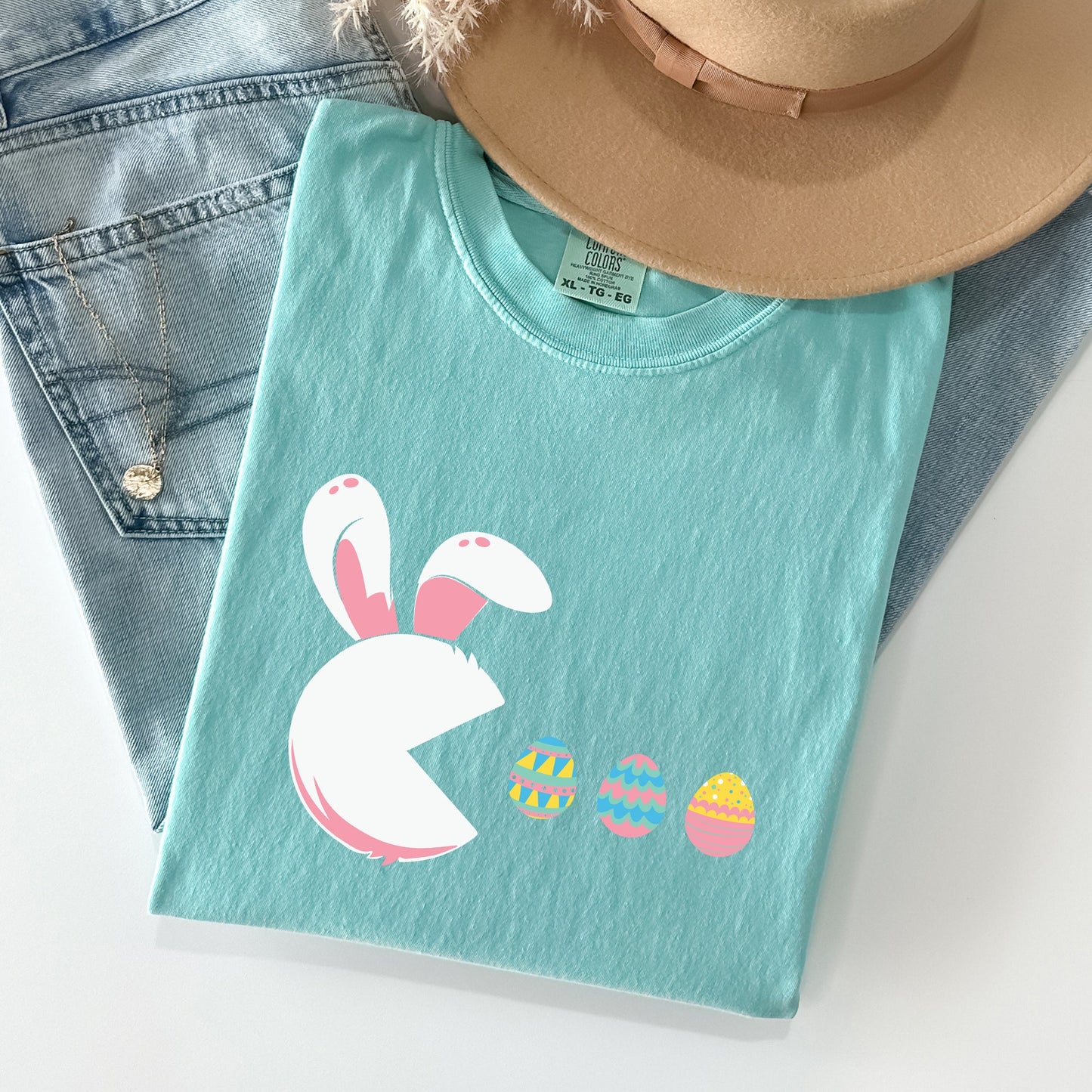 Retro Game Easter Bunny, Eggs Comfort Colors Tshirt