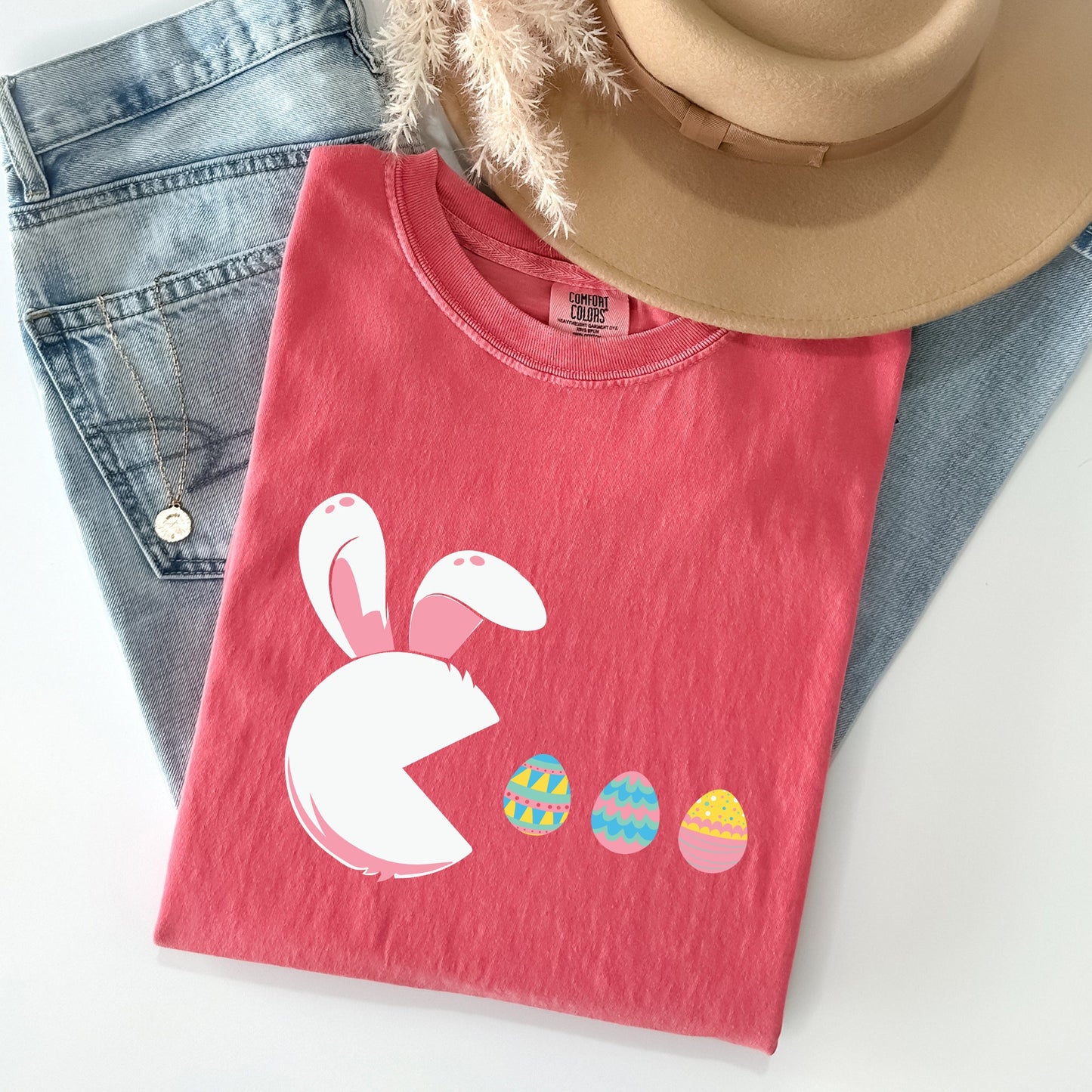 Retro Game Easter Bunny, Eggs Comfort Colors Tshirt