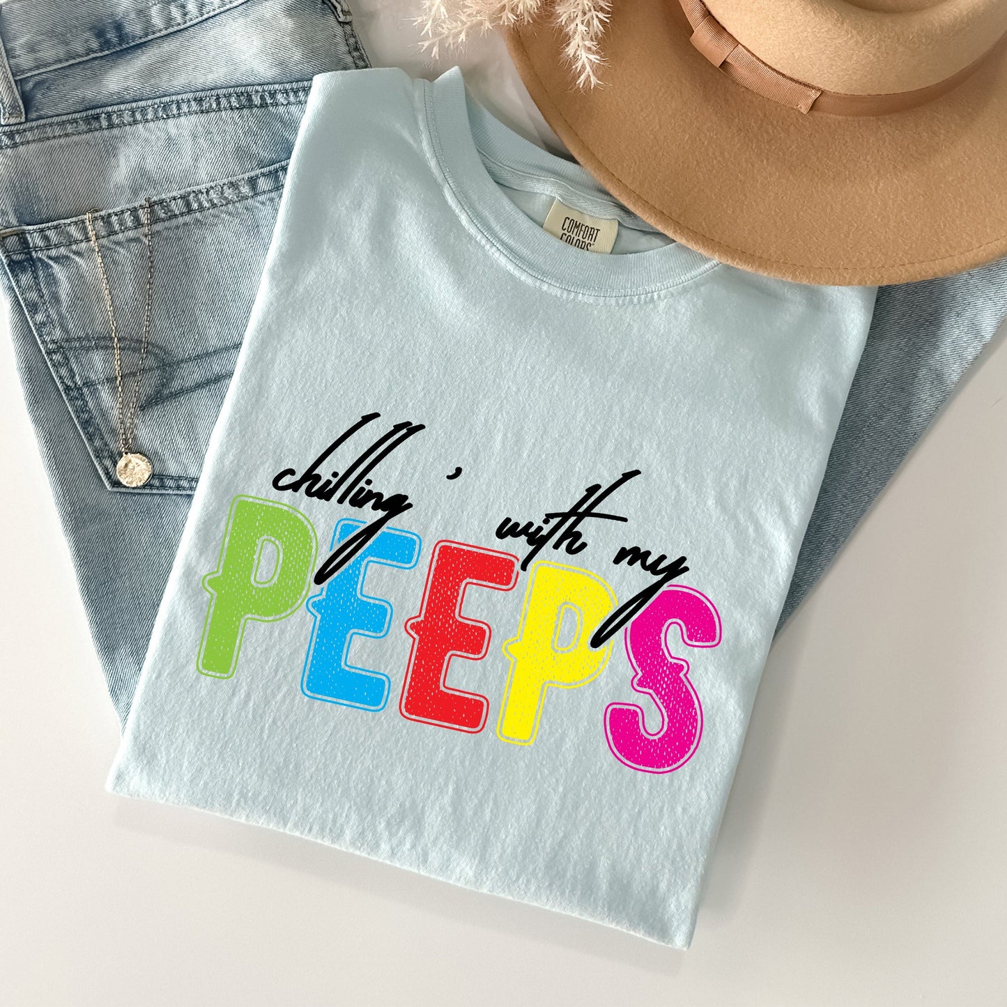 Chilling With My Peeps, Easter, Retro Candys Comfort Colors Tshirt