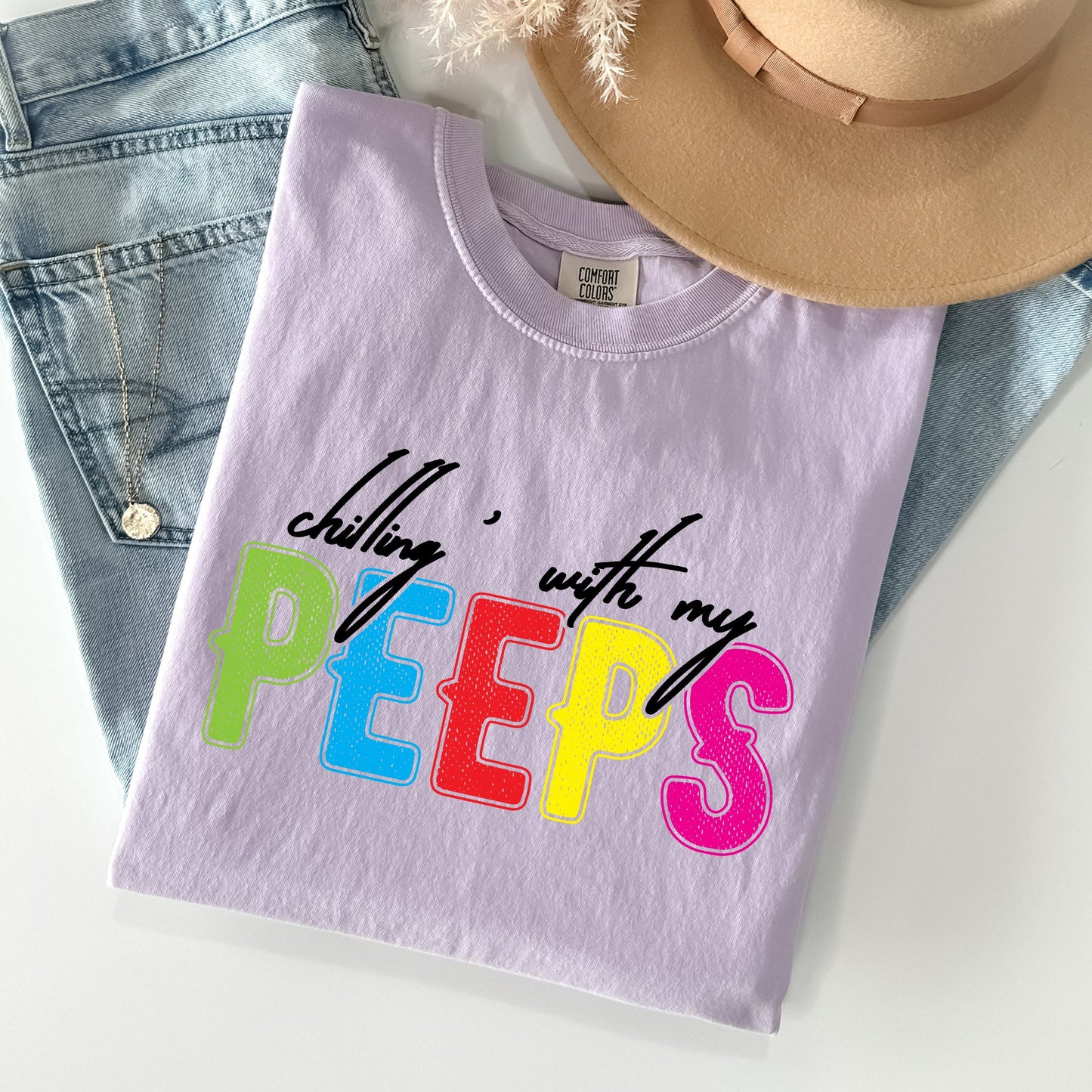Chilling With My Peeps, Easter, Retro Candys Comfort Colors Tshirt
