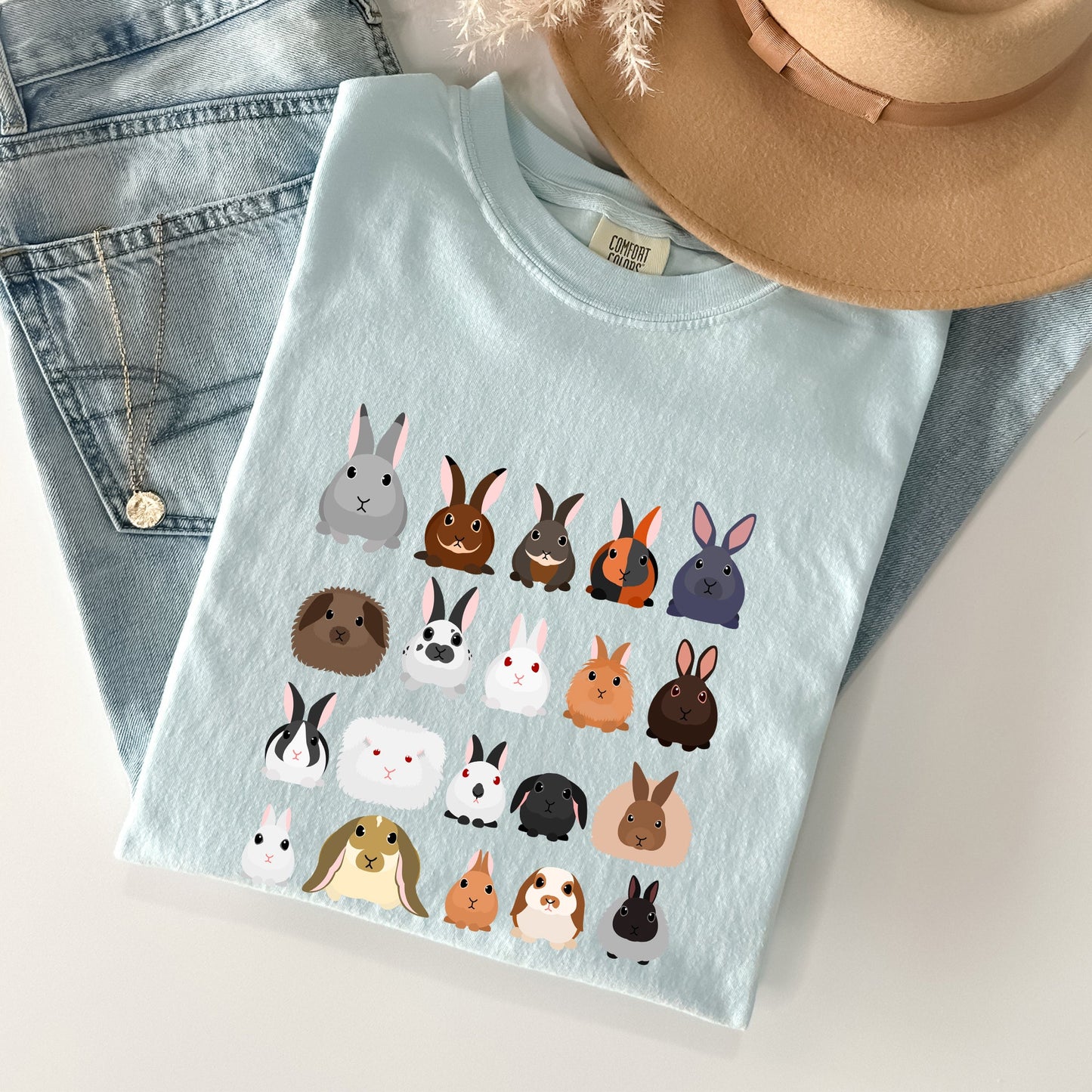 Colorful Rabbit Breeds, Rabbits In A Row, Easter Comfort Colors Tshirt