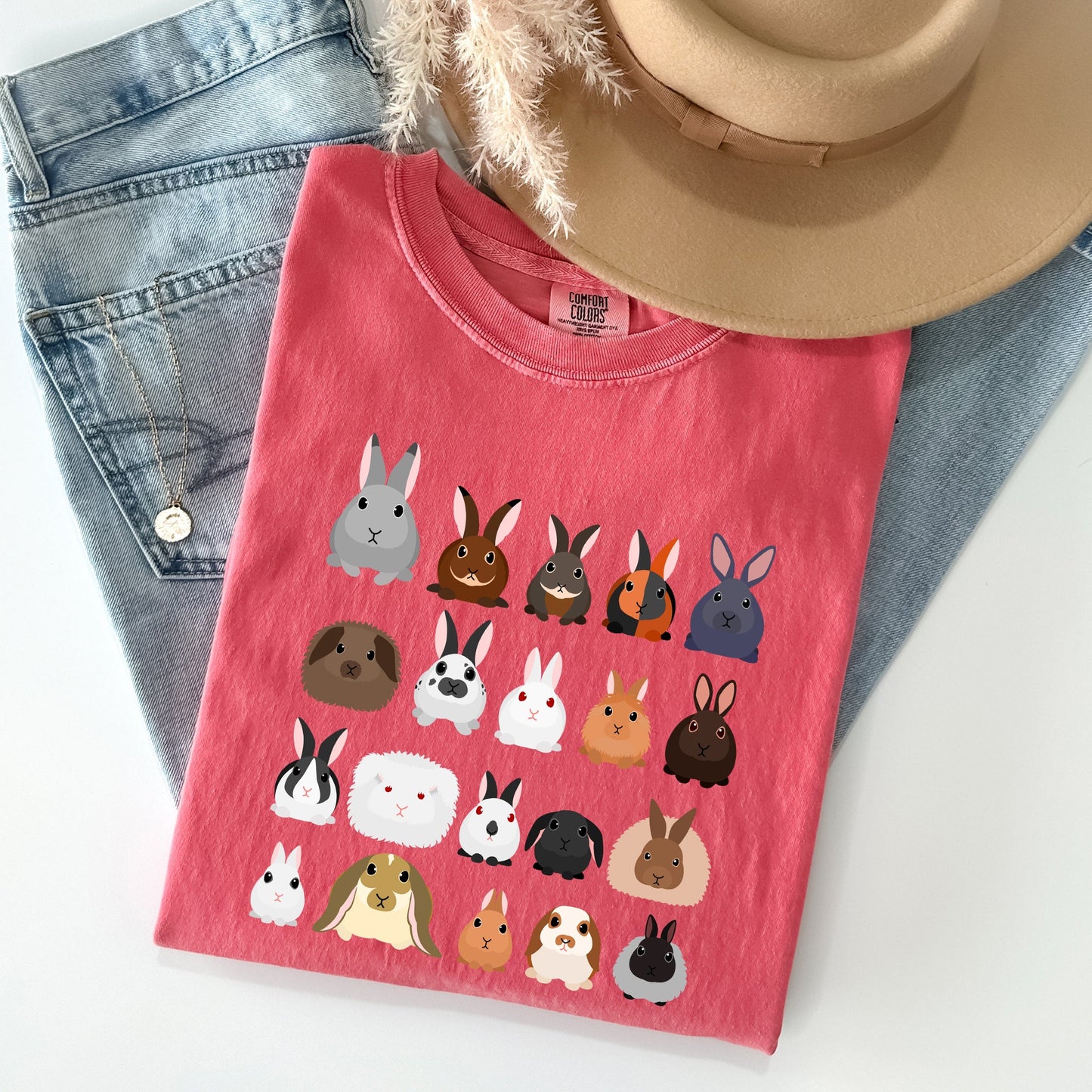 Colorful Rabbit Breeds, Rabbits In A Row, Easter Comfort Colors Tshirt