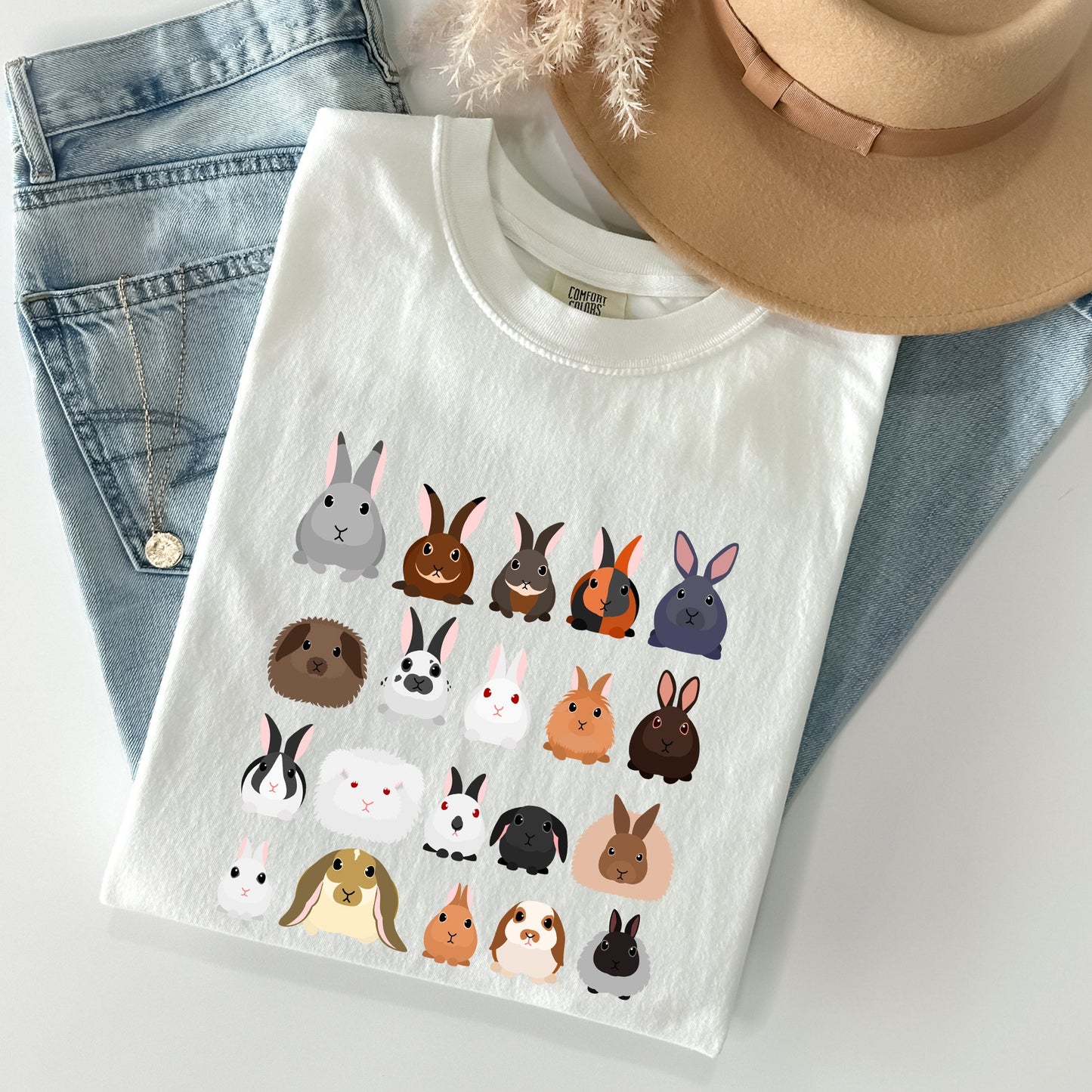 Colorful Rabbit Breeds, Rabbits In A Row, Easter Comfort Colors Tshirt