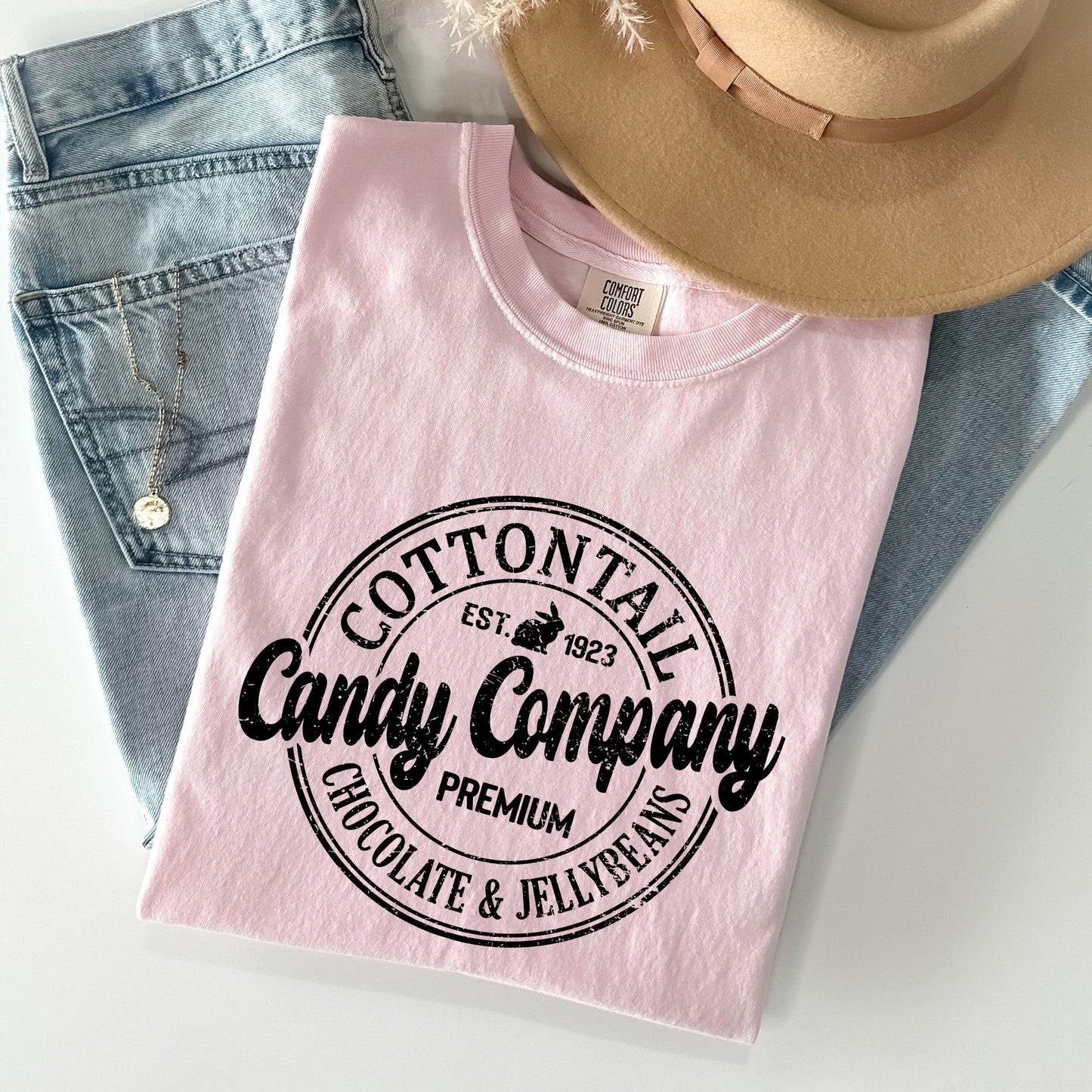 Cottontail Candy Company, Retro Sign, Easter Comfort Colors Tshirt