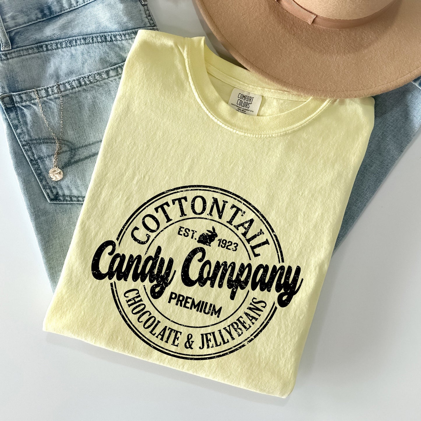 Cottontail Candy Company, Retro Sign, Easter Comfort Colors Tshirt