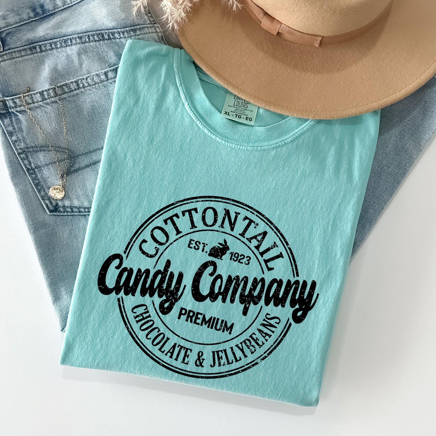 Cottontail Candy Company, Retro Sign, Easter Comfort Colors Tshirt