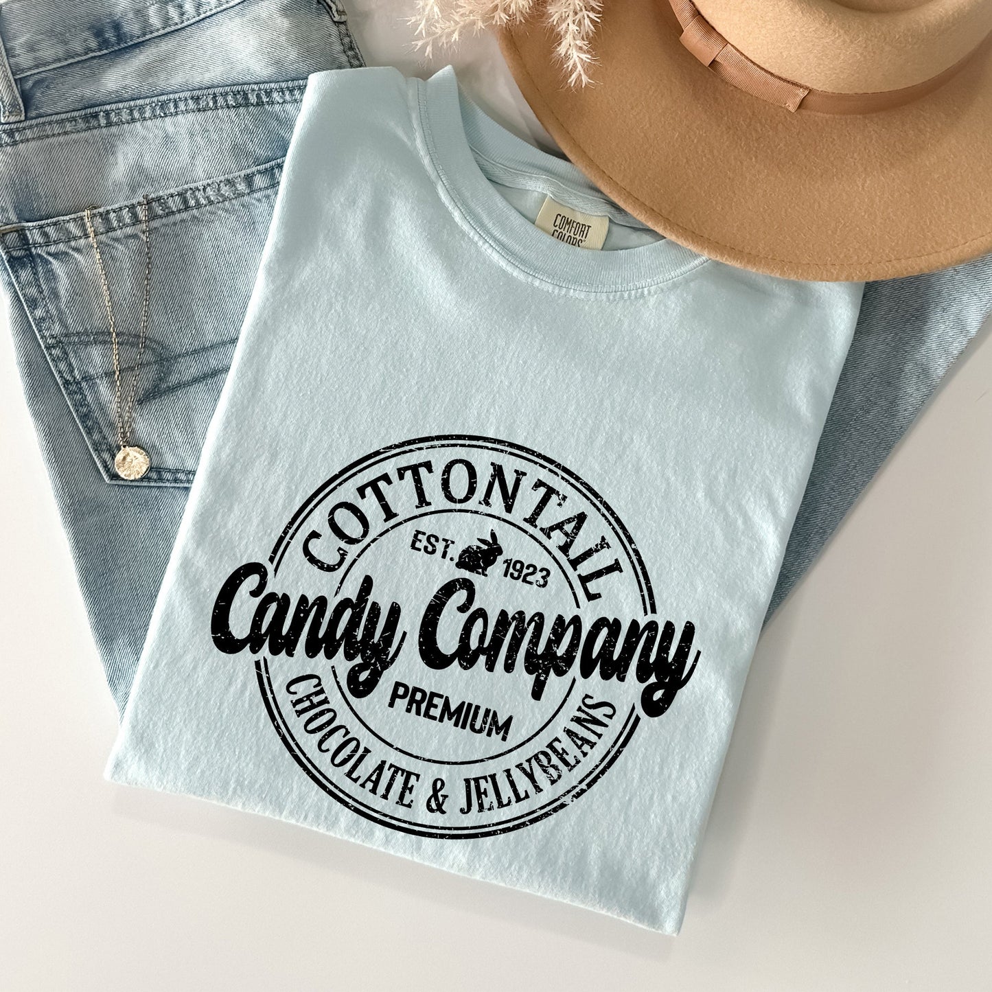 Cottontail Candy Company, Retro Sign, Easter Comfort Colors Tshirt