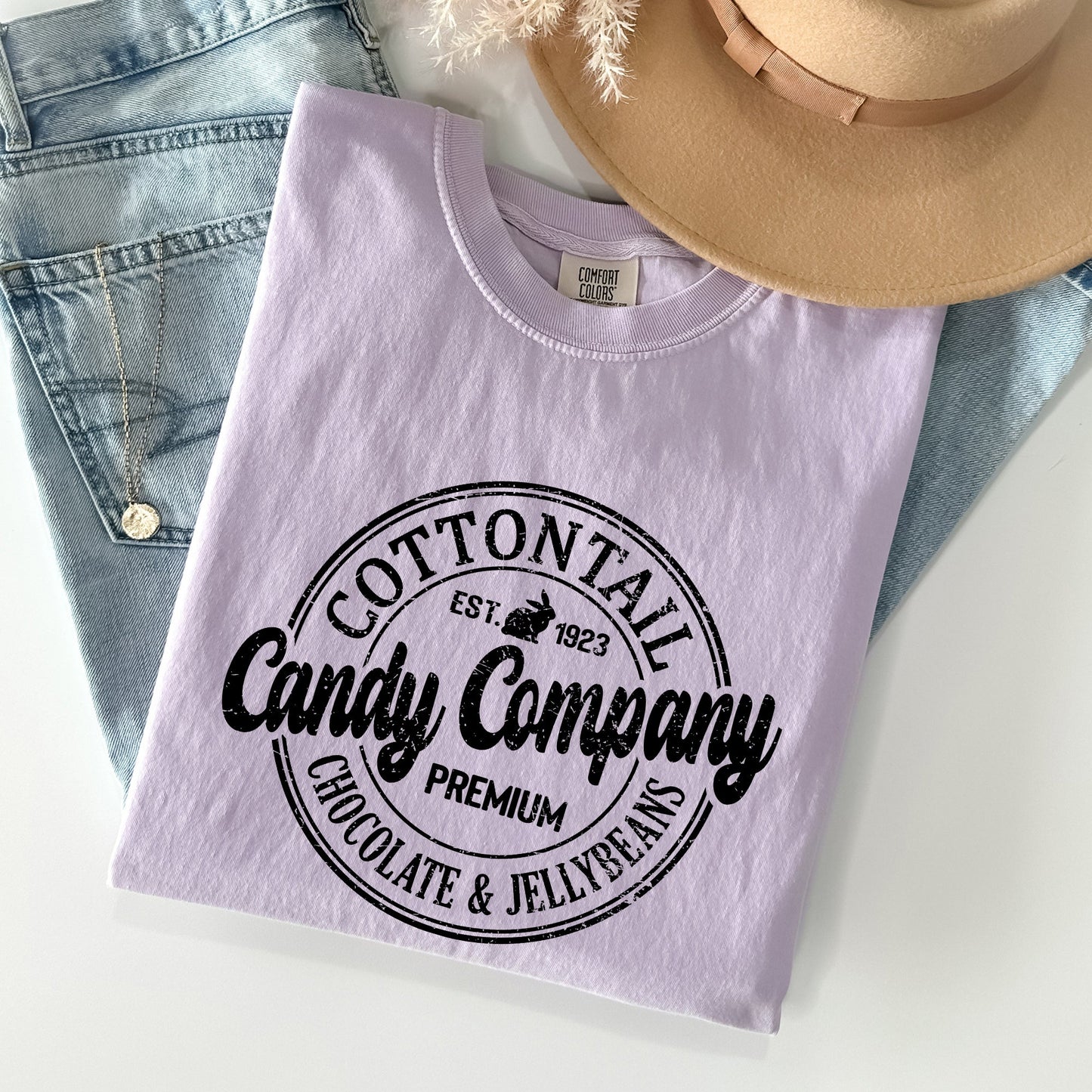 Cottontail Candy Company, Retro Sign, Easter Comfort Colors Tshirt