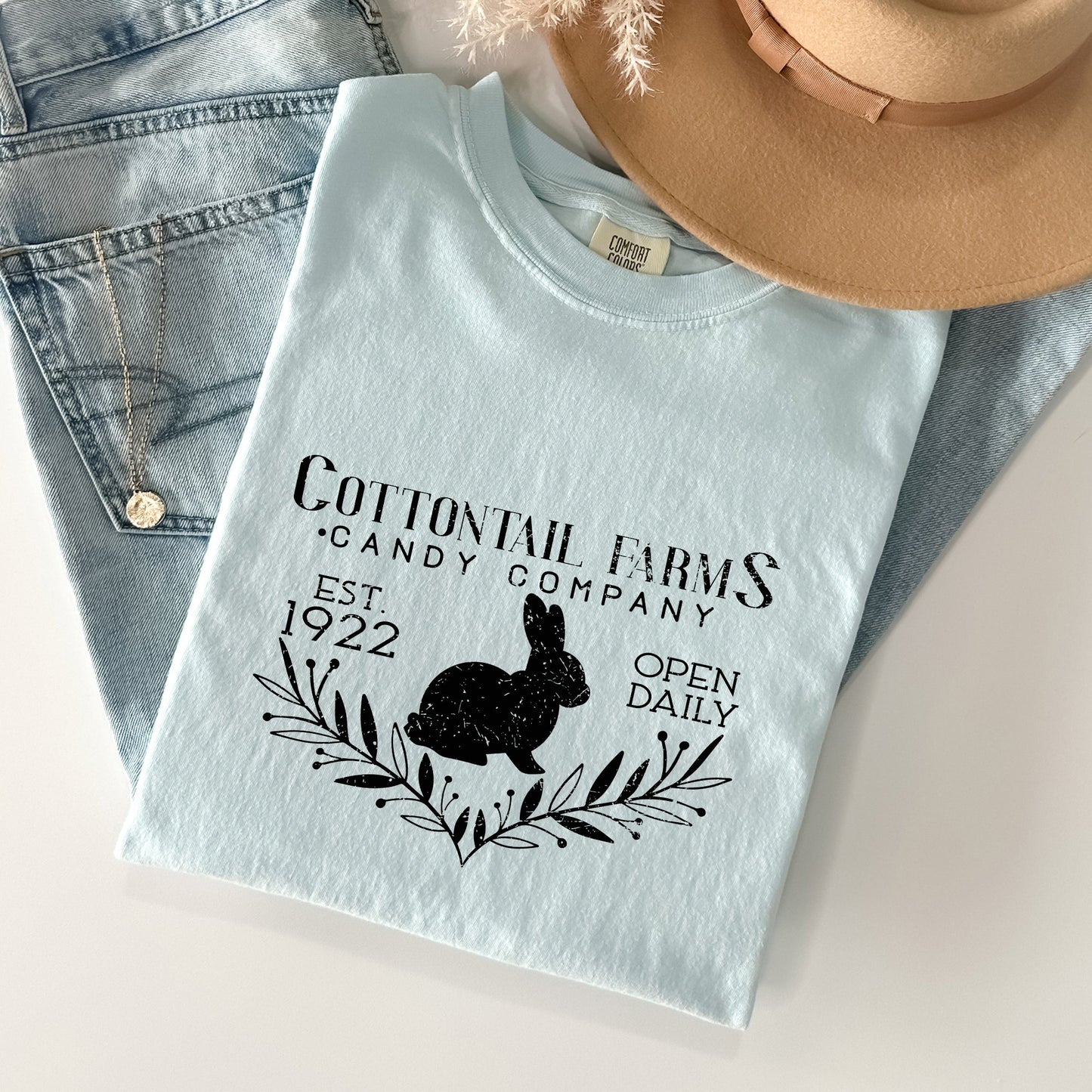 Cottontail Farms Candy Company, Retro Sign, Easter Comfort Colors Tshirt