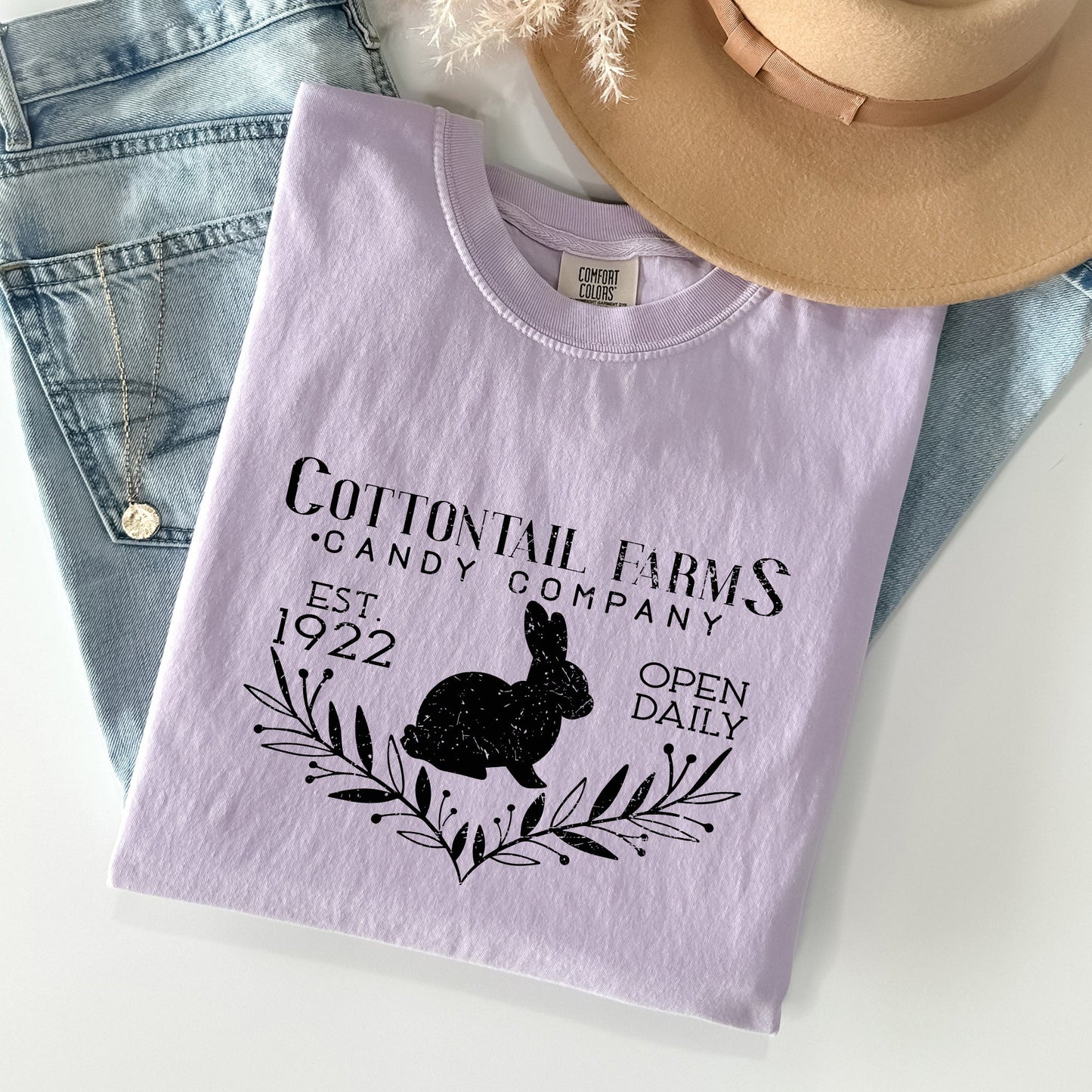 Cottontail Farms Candy Company, Retro Sign, Easter Comfort Colors Tshirt