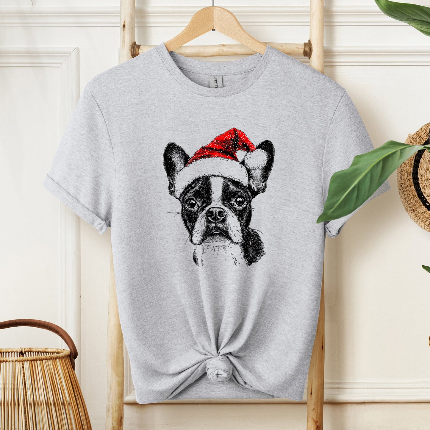 Boston Terrier, Santa, Dog, Christmas, Dog Lover, Pet T-Shirt Comfort Colors T-Shirt