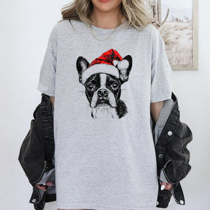 Boston Terrier, Santa, Dog, Christmas, Dog Lover, Pet T-Shirt Comfort Colors T-Shirt