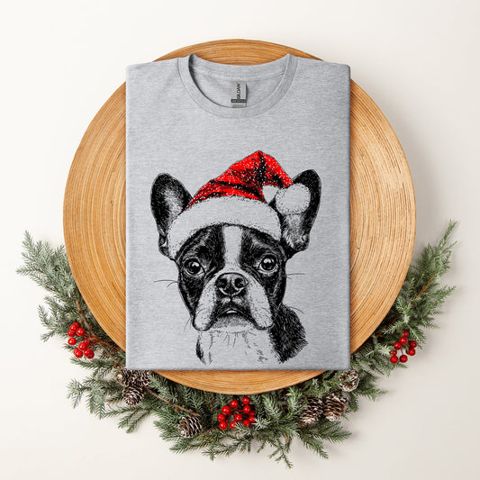 Boston Terrier, Santa, Dog, Christmas, Dog Lover, Pet T-Shirt Comfort Colors T-Shirt