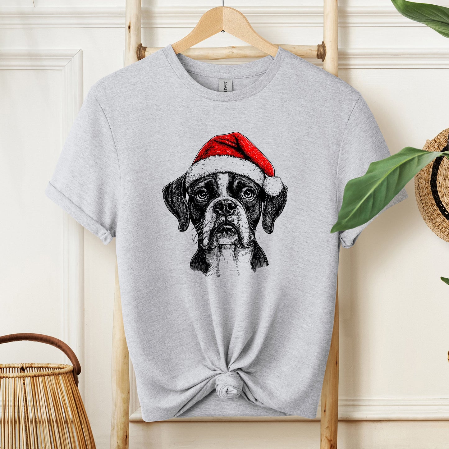 Boxer, Santa, Dog, Christmas, Dog Lover, Pet T-Shirt Comfort Colors T-Shirt