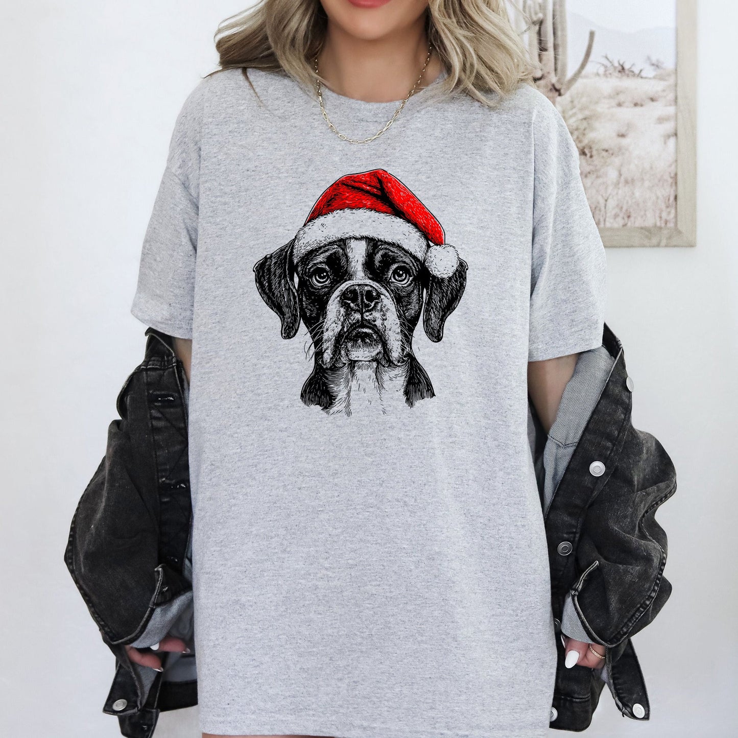 Boxer, Santa, Dog, Christmas, Dog Lover, Pet T-Shirt Comfort Colors T-Shirt