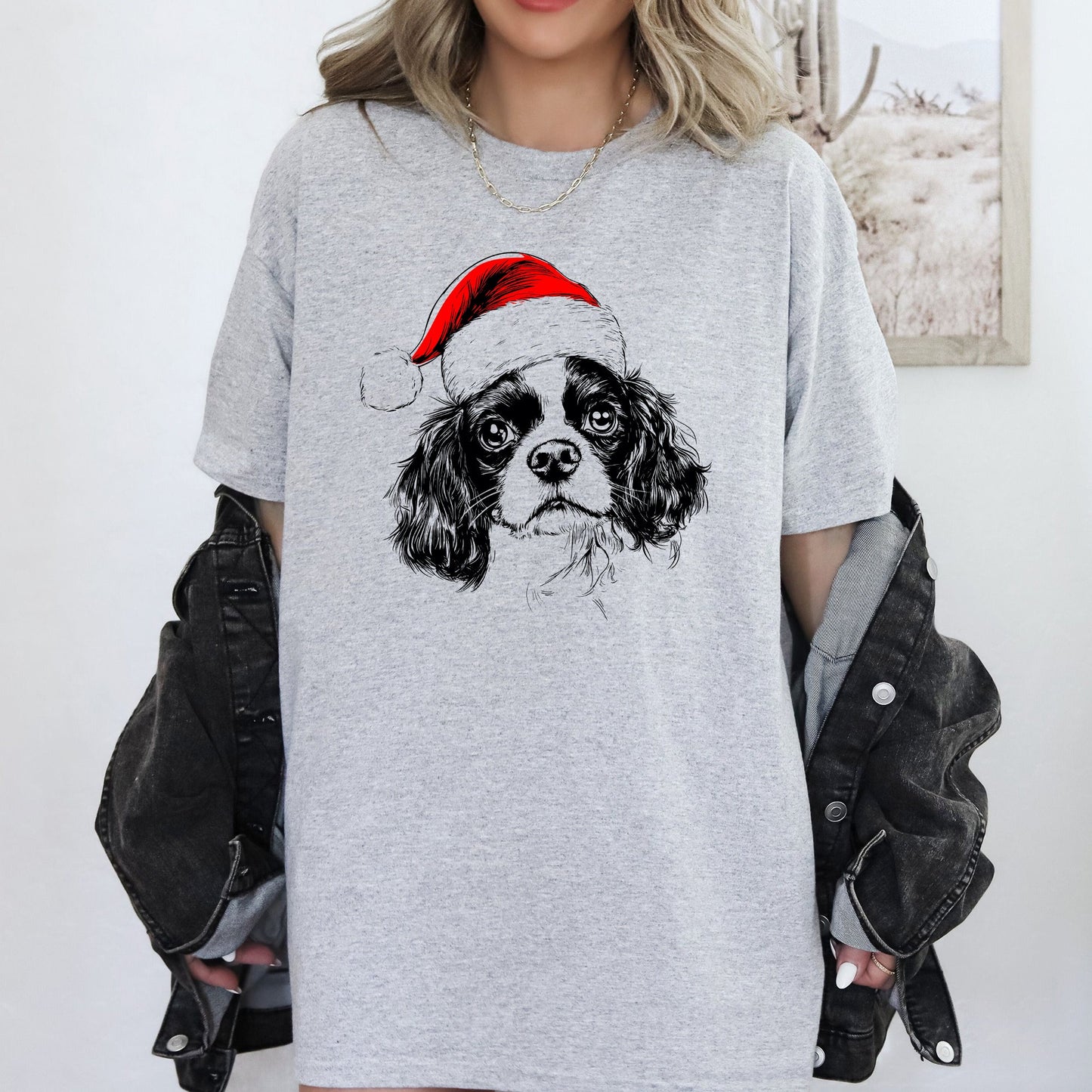 Cavalier King Charles, Santa, Dog, Christmas, Dog Lover, Pet T-Shirt Comfort Colors T-Shirt