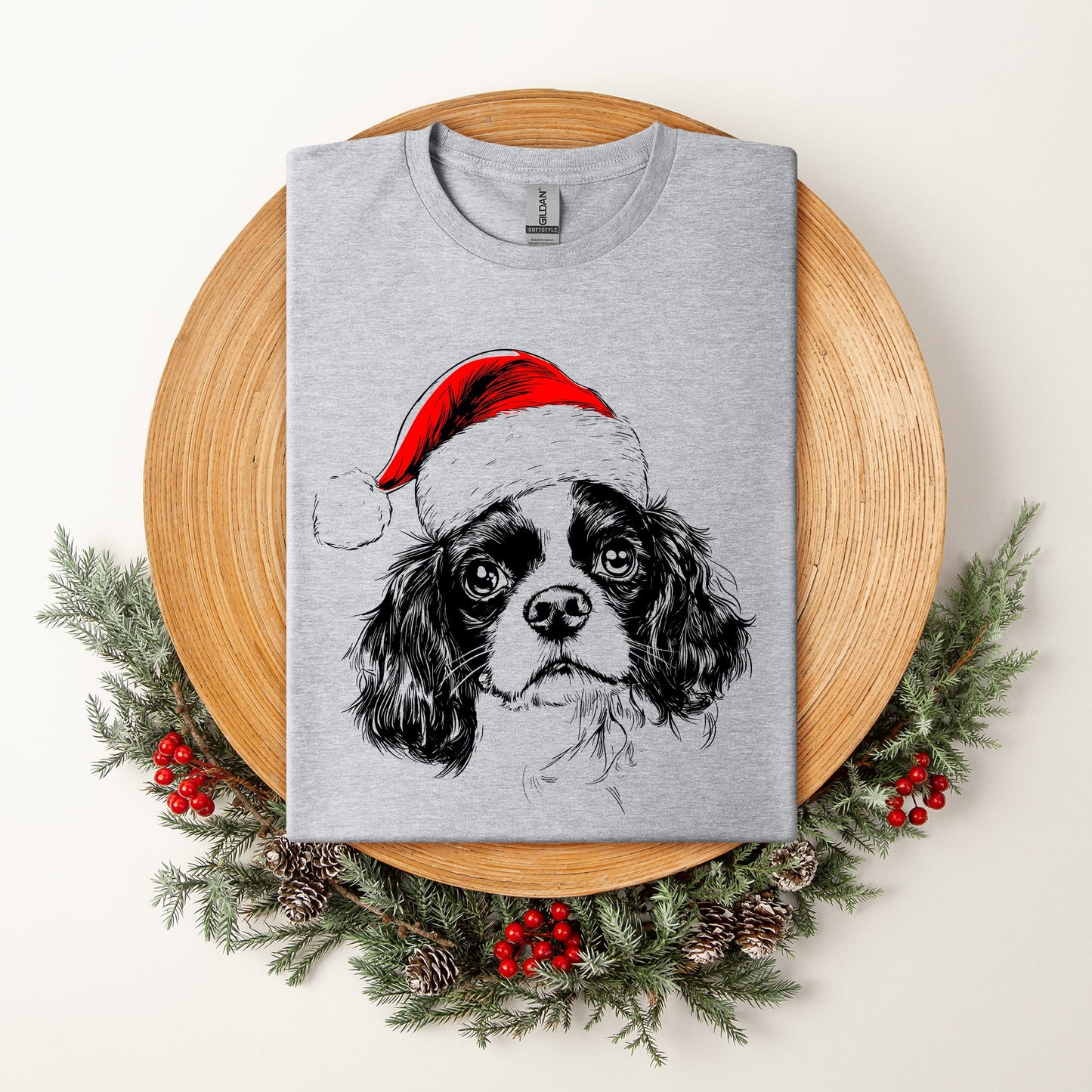 Cavalier King Charles, Santa, Dog, Christmas, Dog Lover, Pet T-Shirt Comfort Colors T-Shirt