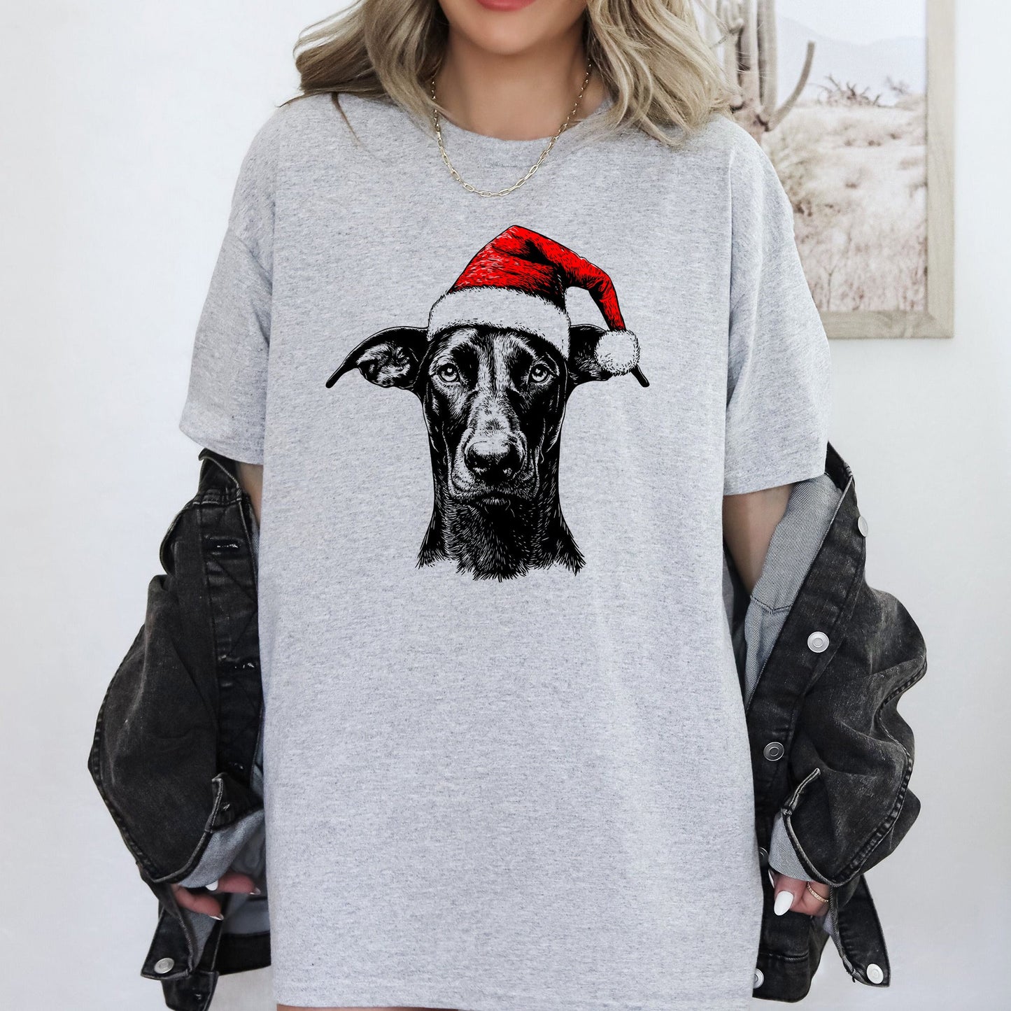 Doberman, Santa, Dog, Christmas, Dog Lover, Pet T-Shirt Comfort Colors T-Shirt