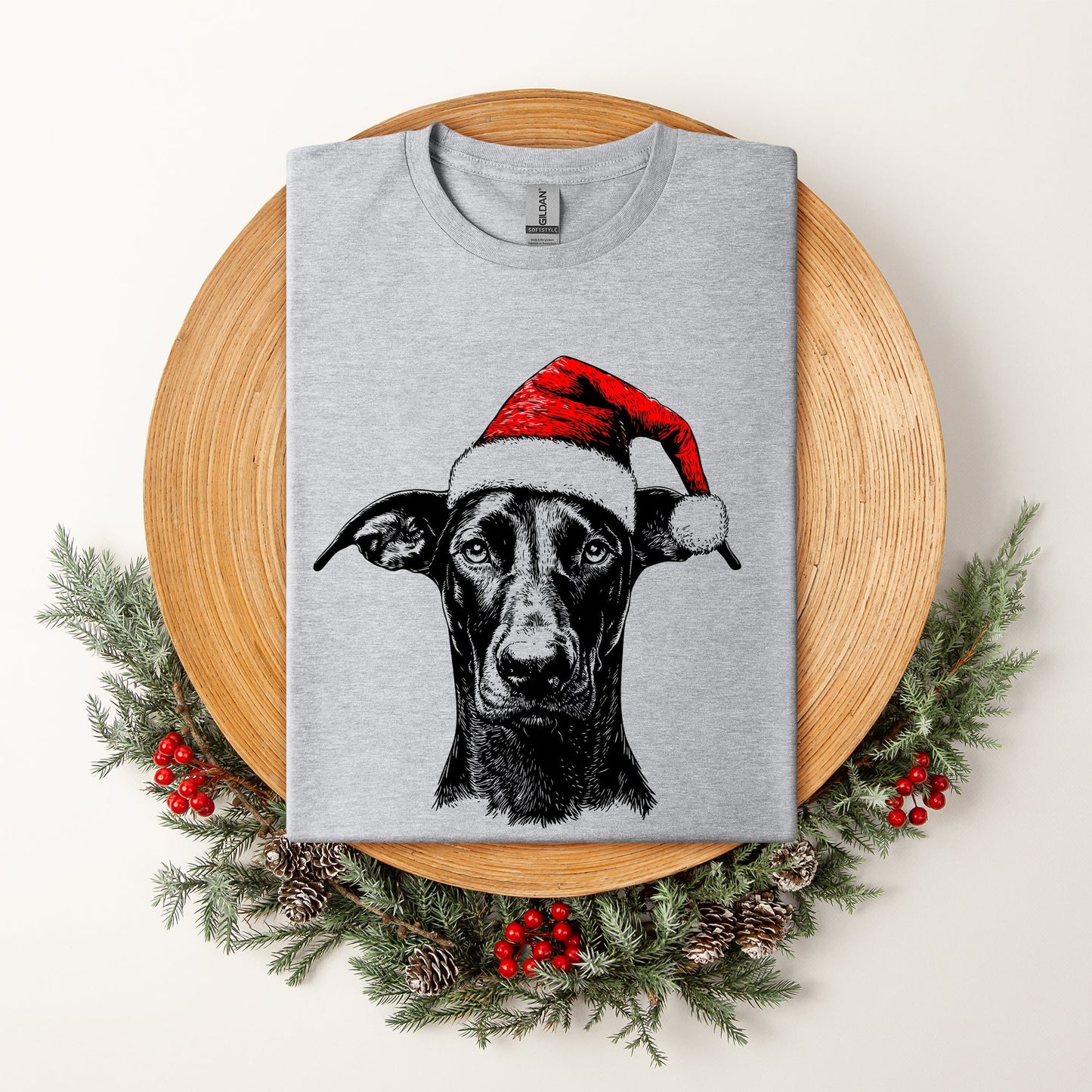 Doberman, Santa, Dog, Christmas, Dog Lover, Pet T-Shirt Comfort Colors T-Shirt