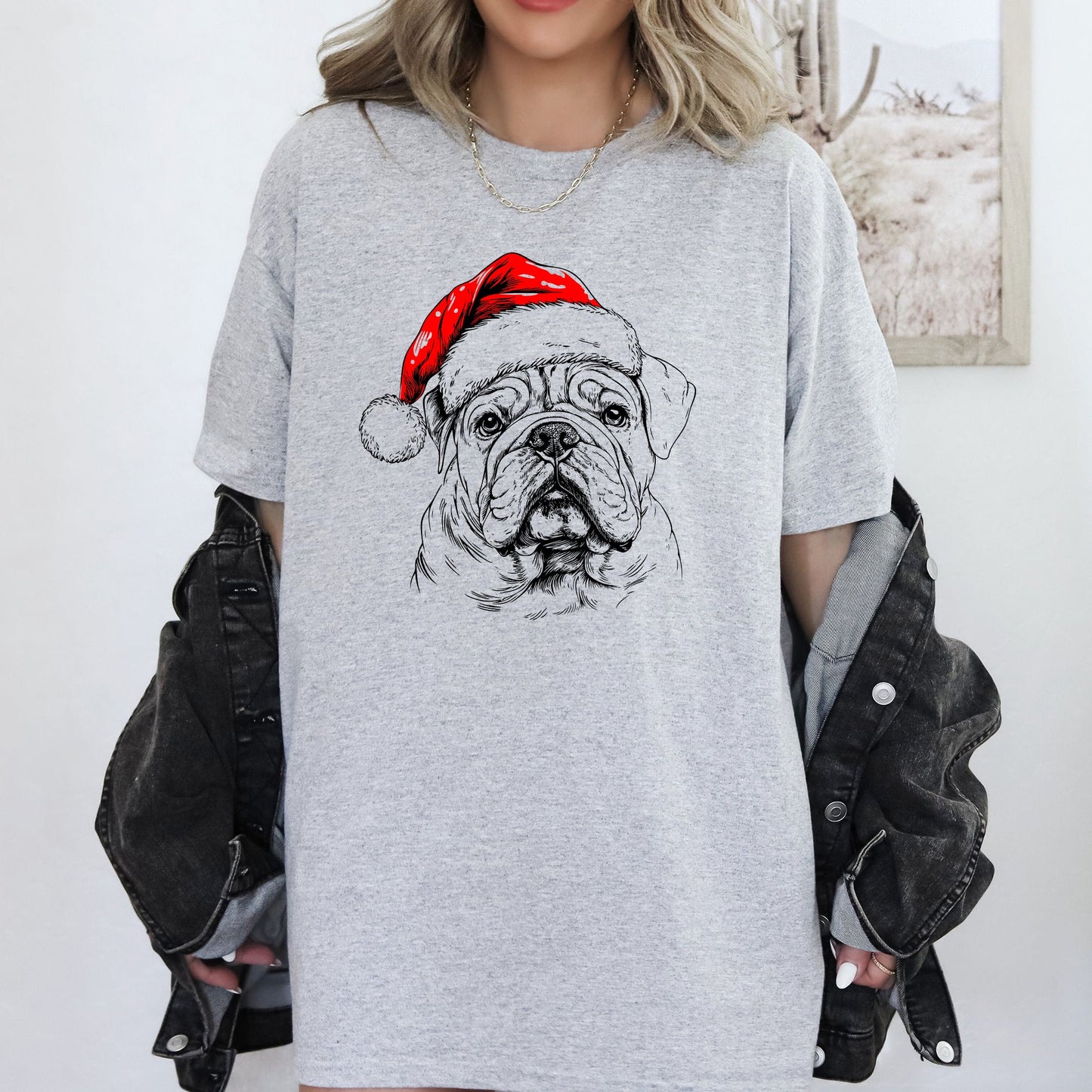 English Bulldog, Santa, Dog, Christmas, Dog Lover, Pet T-Shirt Comfort Colors T-Shirt