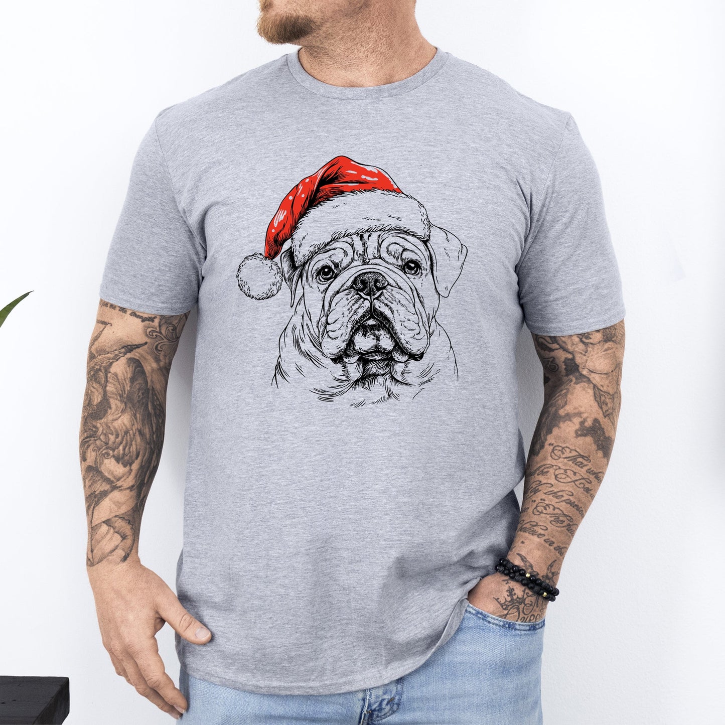 English Bulldog, Santa, Dog, Christmas, Dog Lover, Pet T-Shirt Comfort Colors T-Shirt