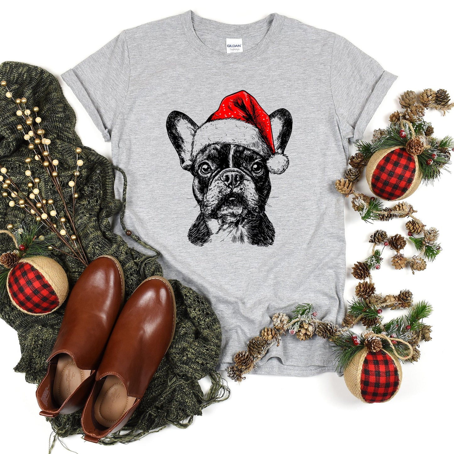 Frenchie, Santa, French Bulldog, Christmas, Dog Lover, Pet T-Shirt Comfort Colors T-Shirt