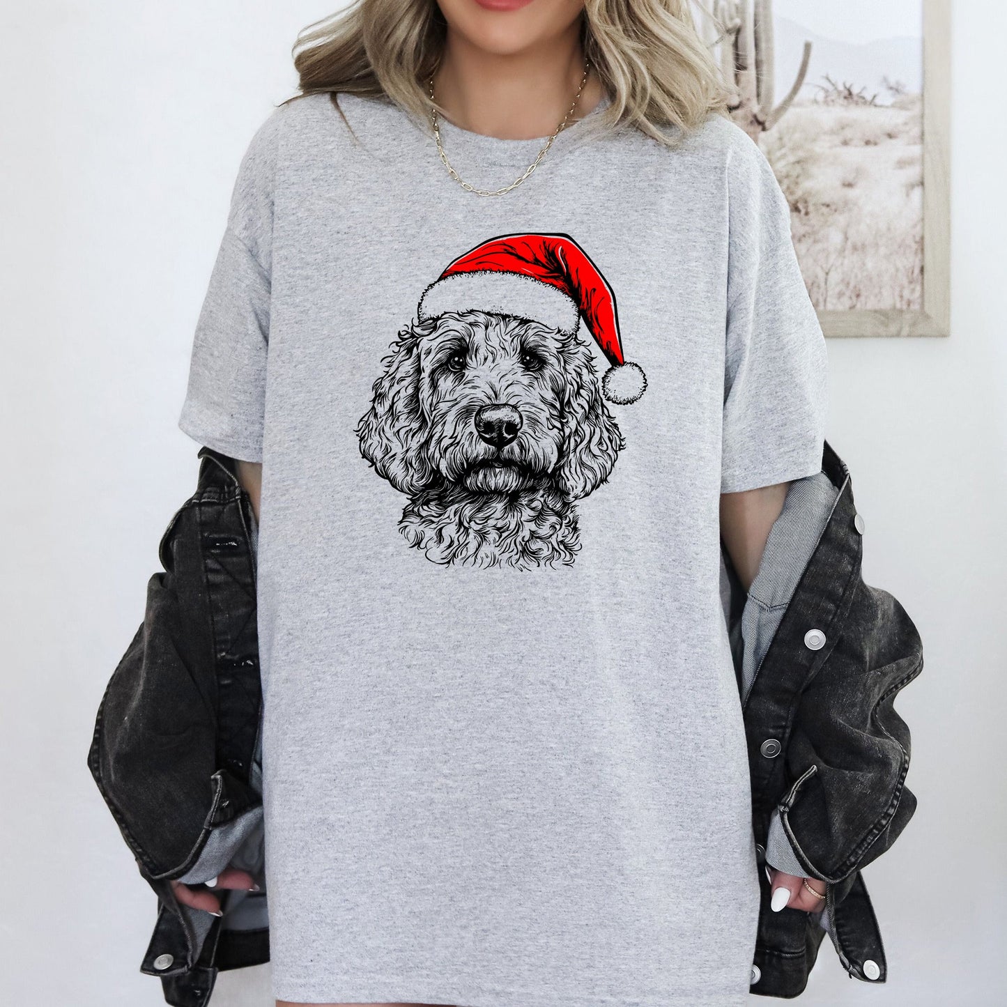 Goldendoodle, Santa, Dog, Christmas, Dog Lover, Pet T-Shirt Comfort Colors T-Shirt