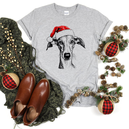 Grey Hound, Santa, Dog, Christmas, Dog Lover, Pet T-Shirt Comfort Colors T-Shirt