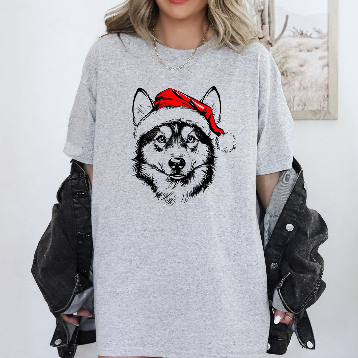 Husky, Santa, Dog, Christmas, Dog Lover, Pet T-Shirt Comfort Colors T-Shirt